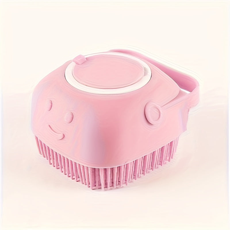 Brosse de toilettage 2 en 1 en silicone avec compartiment pour shampoing, poignée ergonomique, différentes couleurs