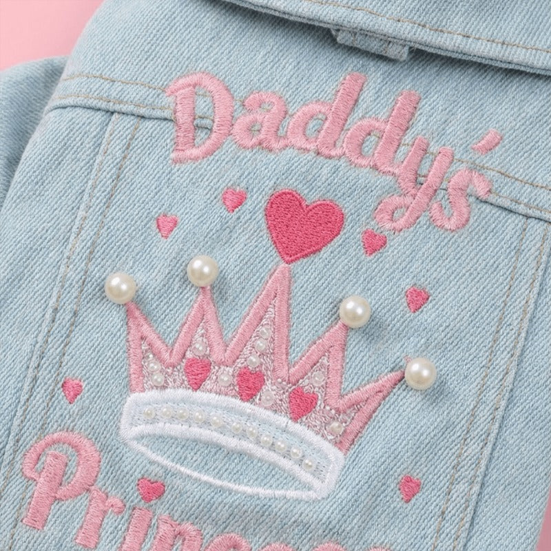 Veste en jean Daddy’s Princess – Couronne & perles – photo produit 4