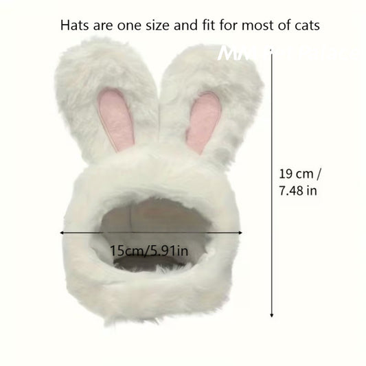 Casque tout doux à oreilles de lapin pour chat, costume mignon pour Pâques, lavable à sec uniquement