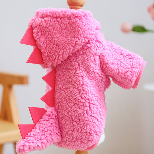 Sweat dinosaure rose – Doublé peluche – photo produit 2