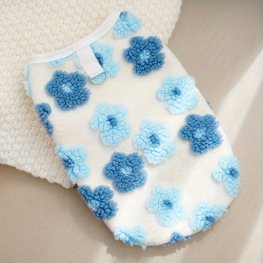 Pull polaire fleuri pour chien – Anneau intégré – photo produit 11