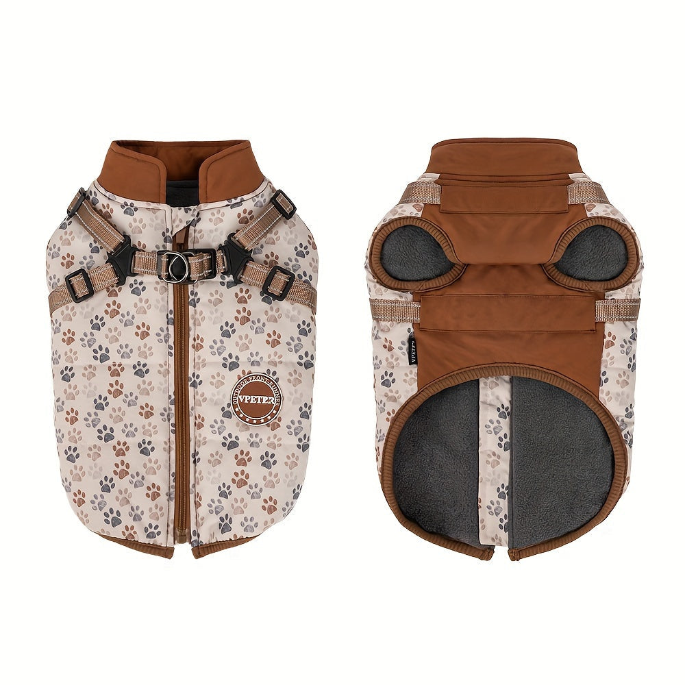 Manteau chaud avec harnais intégré – Motif pattes – photo produit 2