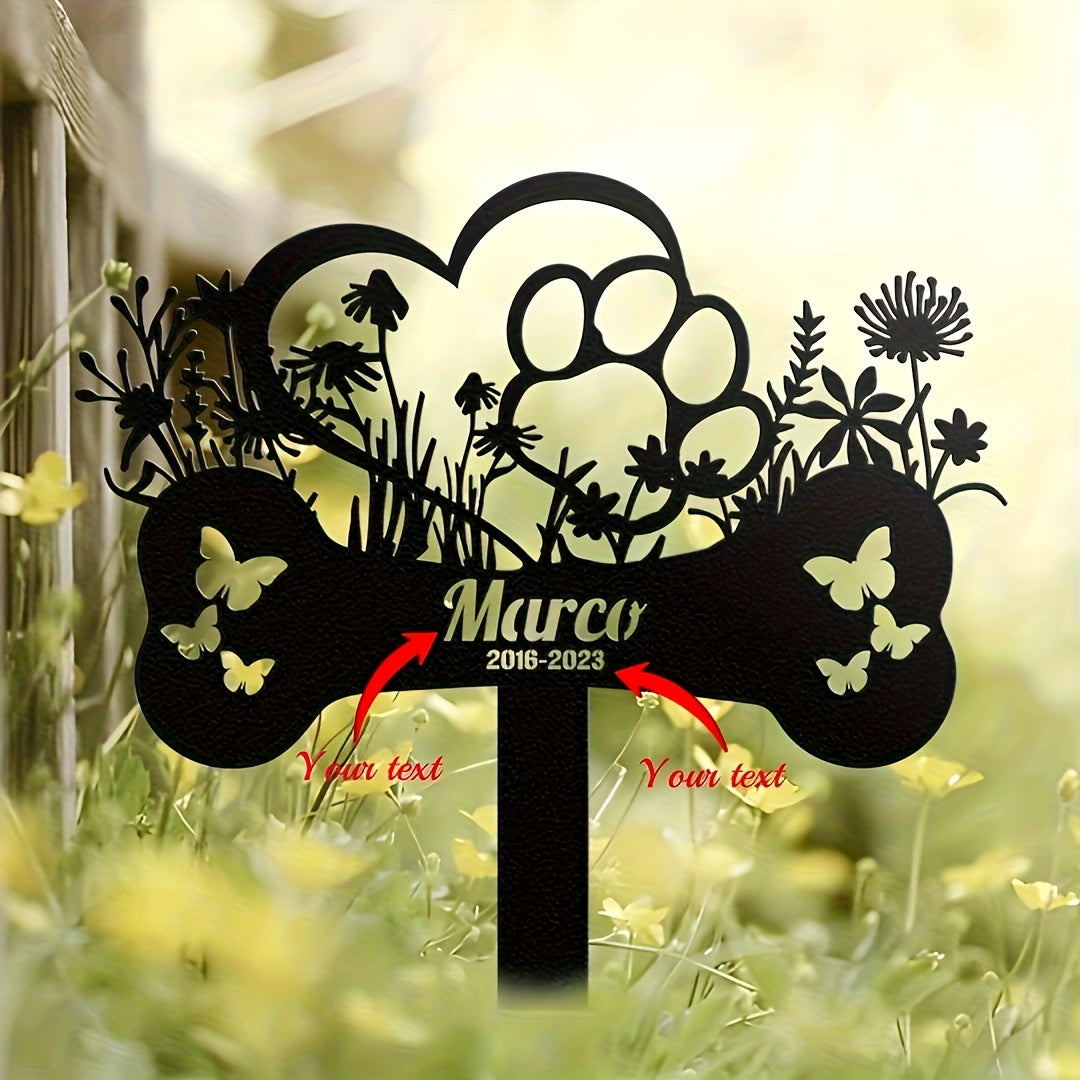 Piquet commémoratif os, papillons & fleurs – Personnalisable – photo produit 2