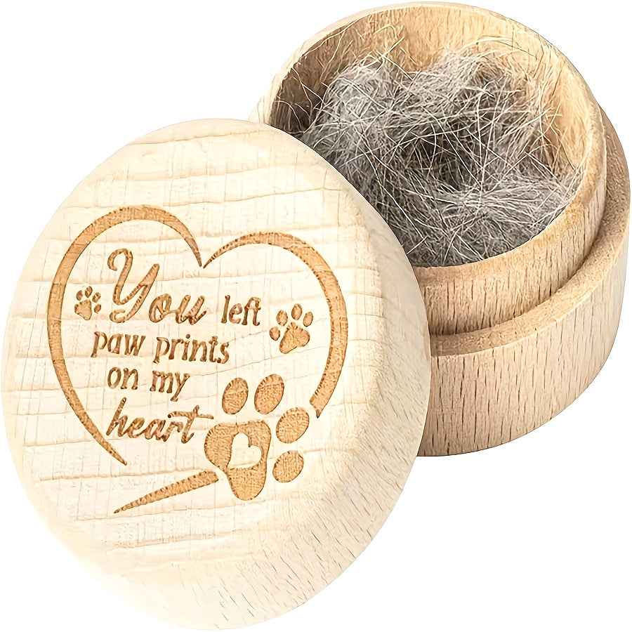 Boîte à souvenirs en bois de haute qualité avec empreinte de patte gravée, pour conserver les poils de votre fidèle compagnon disparu