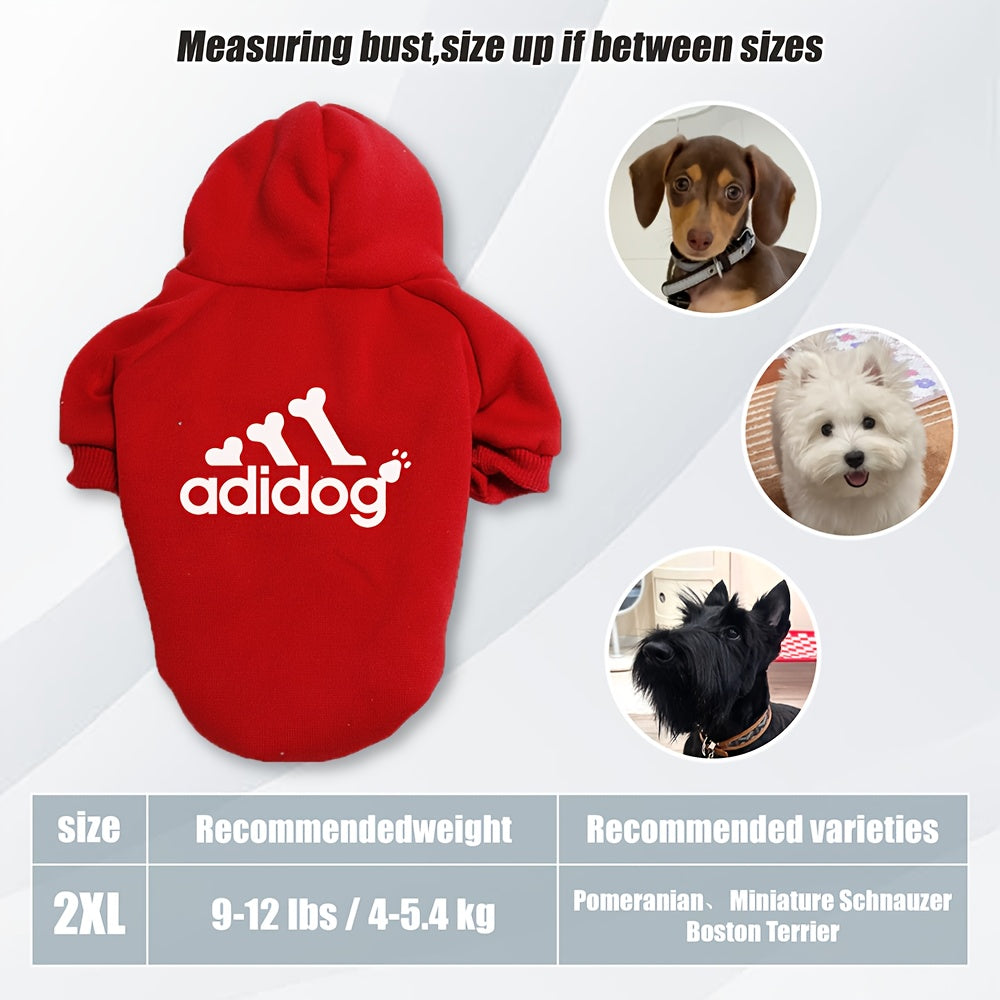 Sweat à capuche doux et chaud pour chien S-2XL avec motif empreintes de pattes et os,