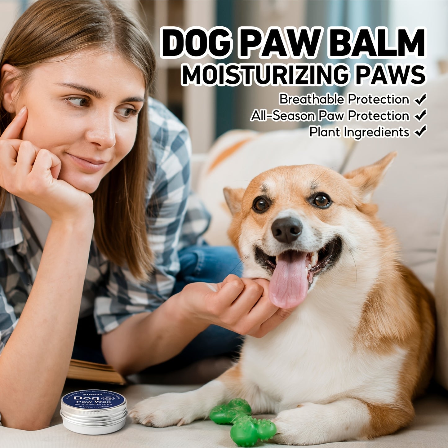 Baume pour pattes et truffe de chien - Hydratation intense grâce à la vitamine E et à l'huile de jojoba