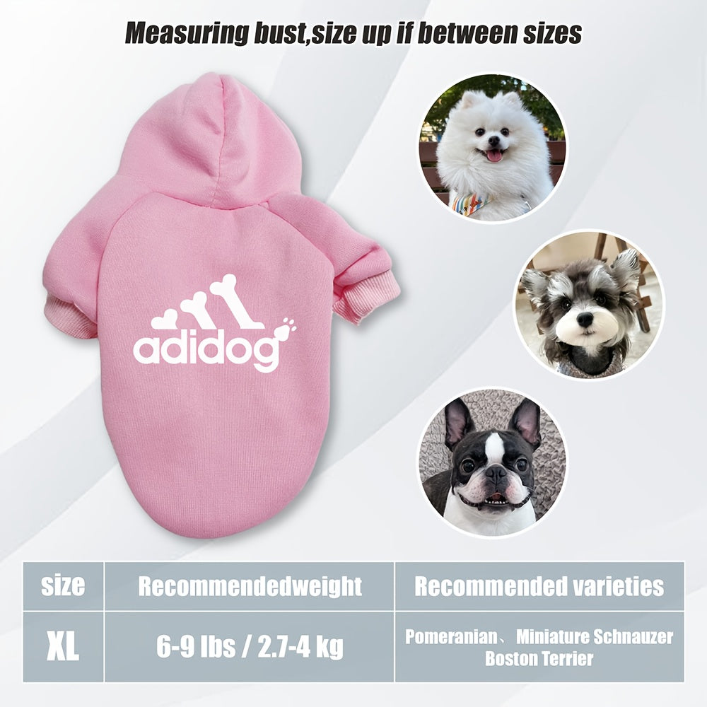 Sweat à capuche doux et chaud pour chien S-2XL avec motif empreintes de pattes et os,