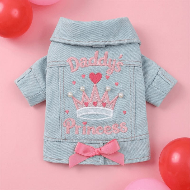Veste en jean Daddy’s Princess – Couronne & perles – photo produit 9