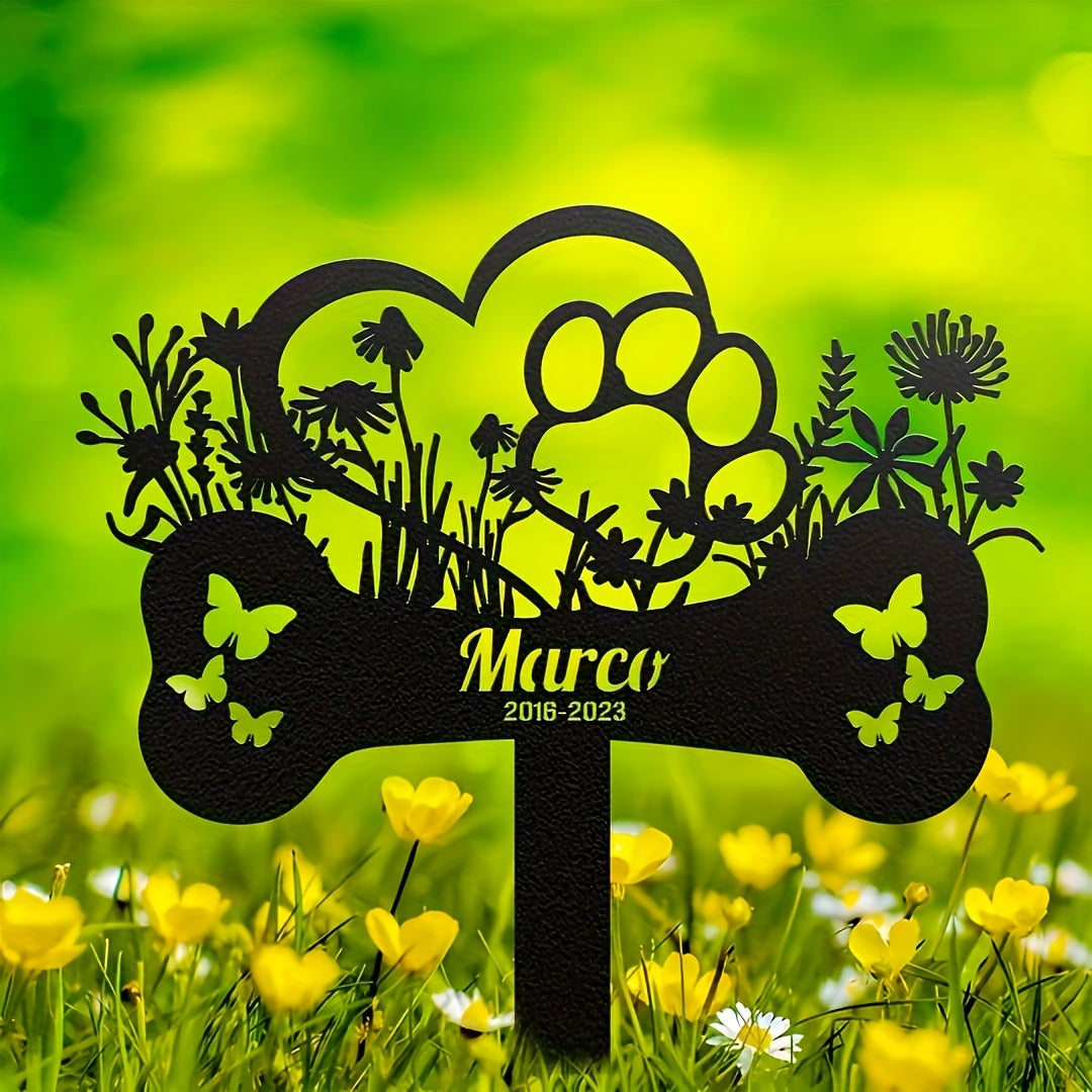 Piquet commémoratif os, papillons & fleurs – Personnalisable – photo produit 5