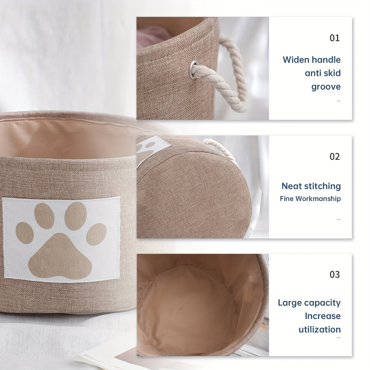 Panier de rangement en toile – Motif pattes – photo produit 6