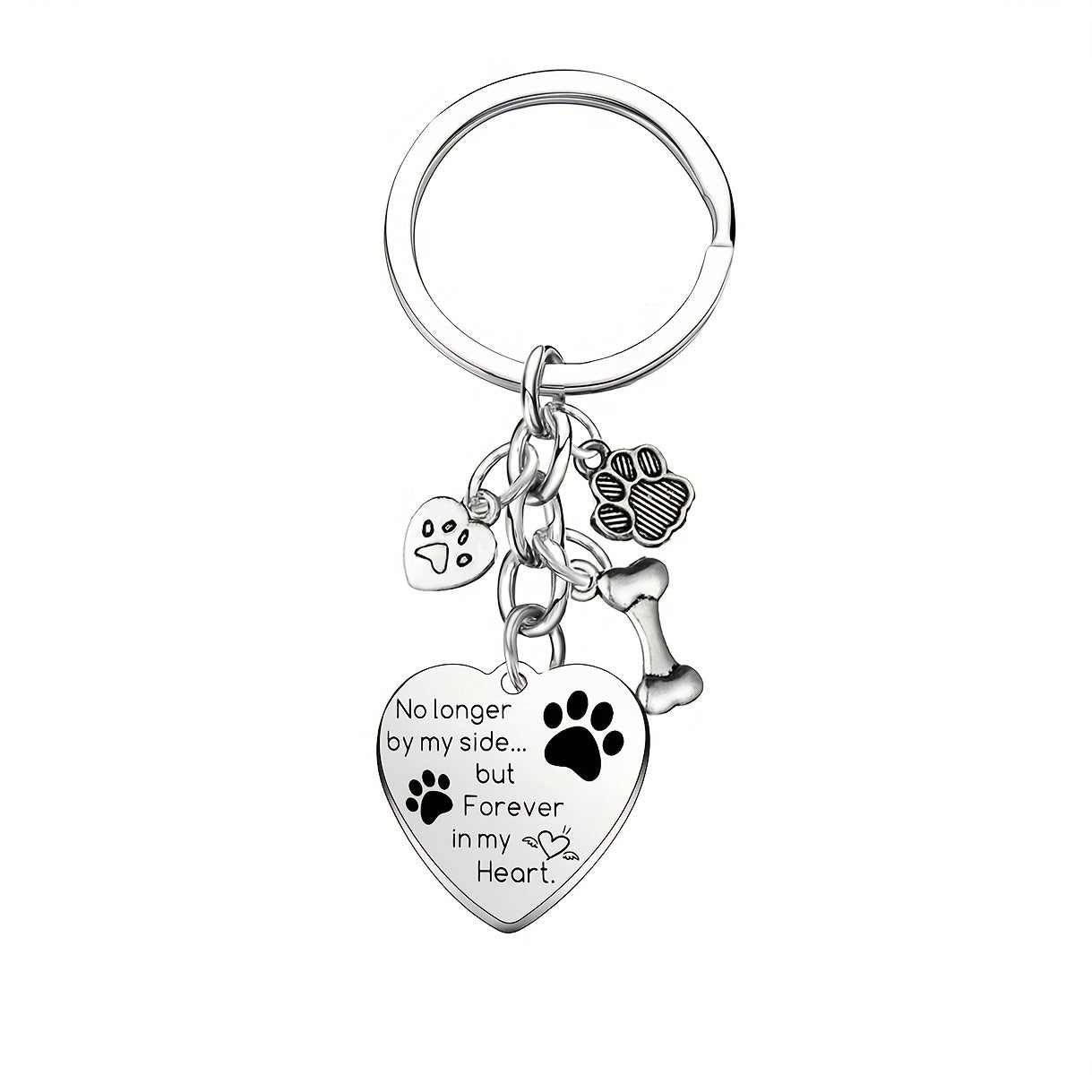 Forever in My Heart: Dog Memorial Keychain - Paw Print Charm for Pet Loss Sympathy Gift