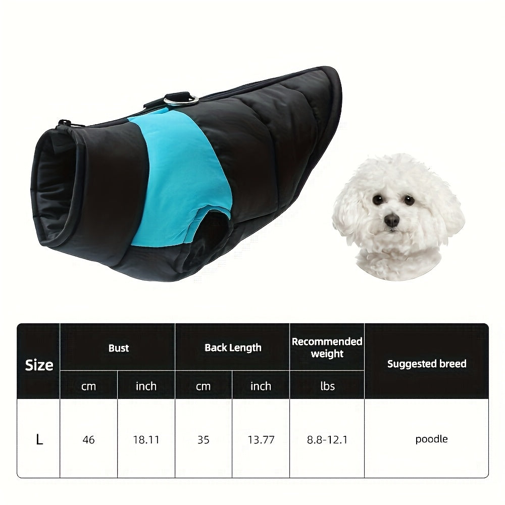 Veste imperméable d'hiver pour chien avec fermeture éclair et boucle pour laisse - Manteau chaud et coupe-vent pour animaux de compagnie de petite à grande taille - Idéal pour les activités de plein air par temps froid