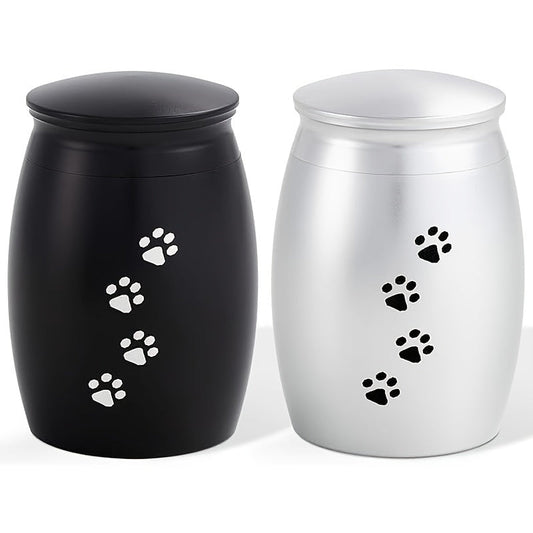 Lot de 2 mini urnes en aluminium – Motif patte – vue principale