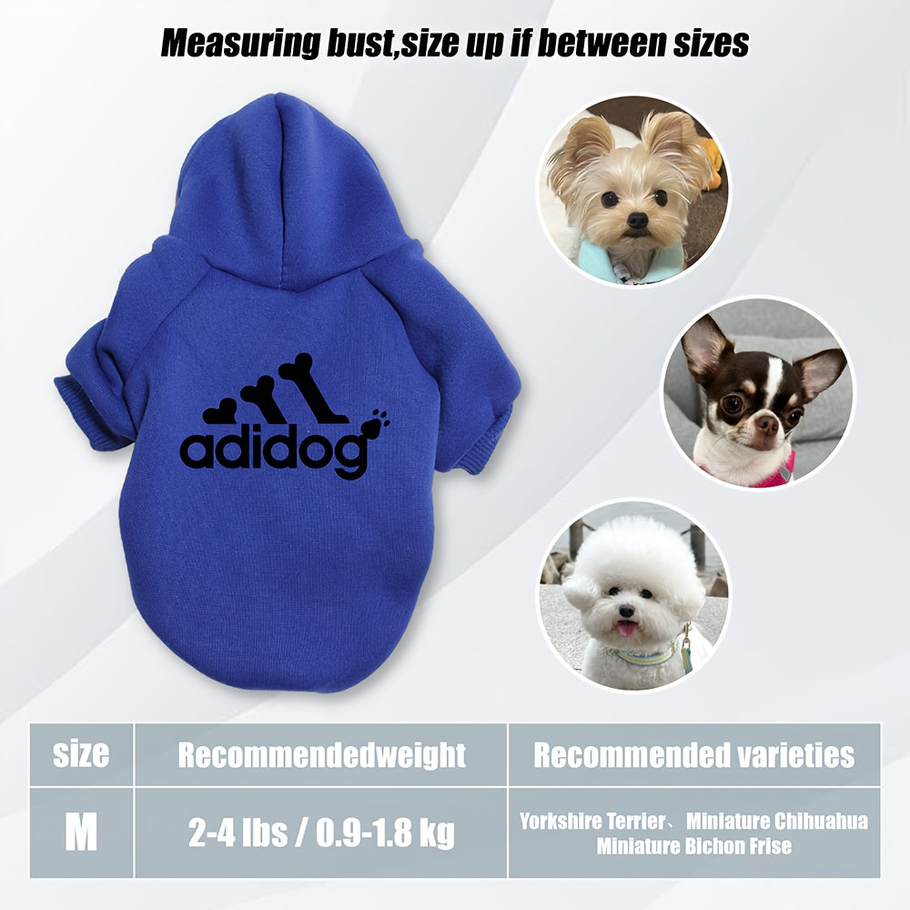 Sweat à capuche doux et chaud pour chien S-2XL avec motif empreintes de pattes et os,