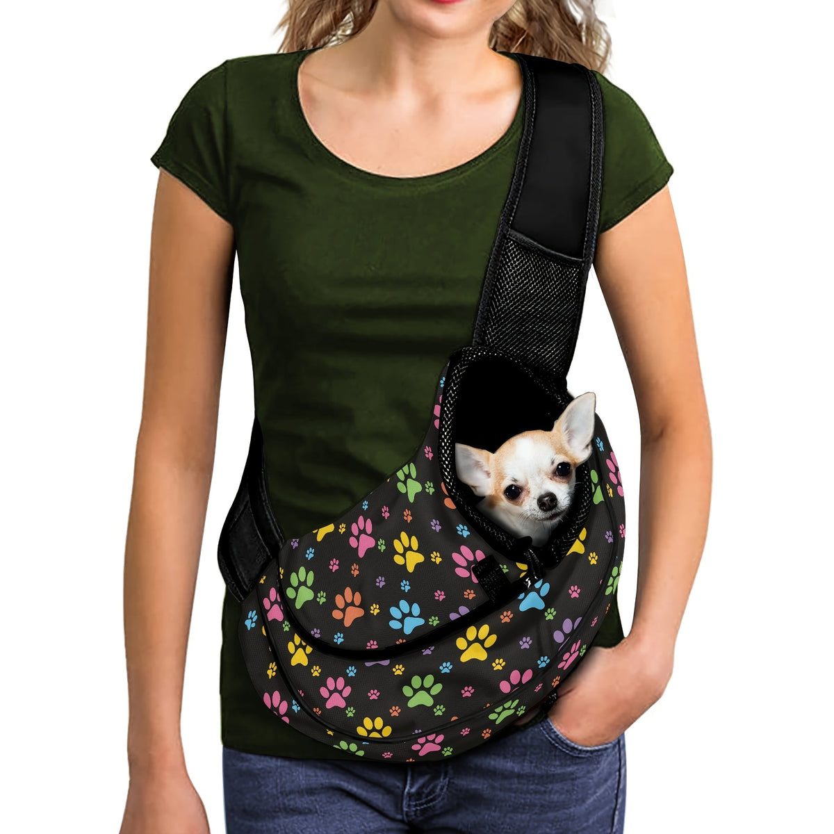 Sac bandoulière motif pattes – Petit chien & chat – photo produit 6