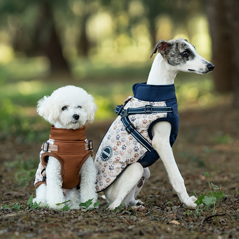 Manteau chaud avec harnais intégré – Motif pattes – photo produit 9