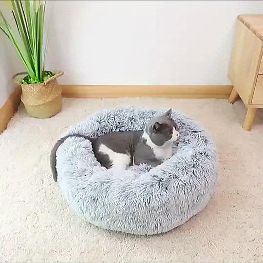 Lit rond en peluche – Chien & chat – photo produit 12