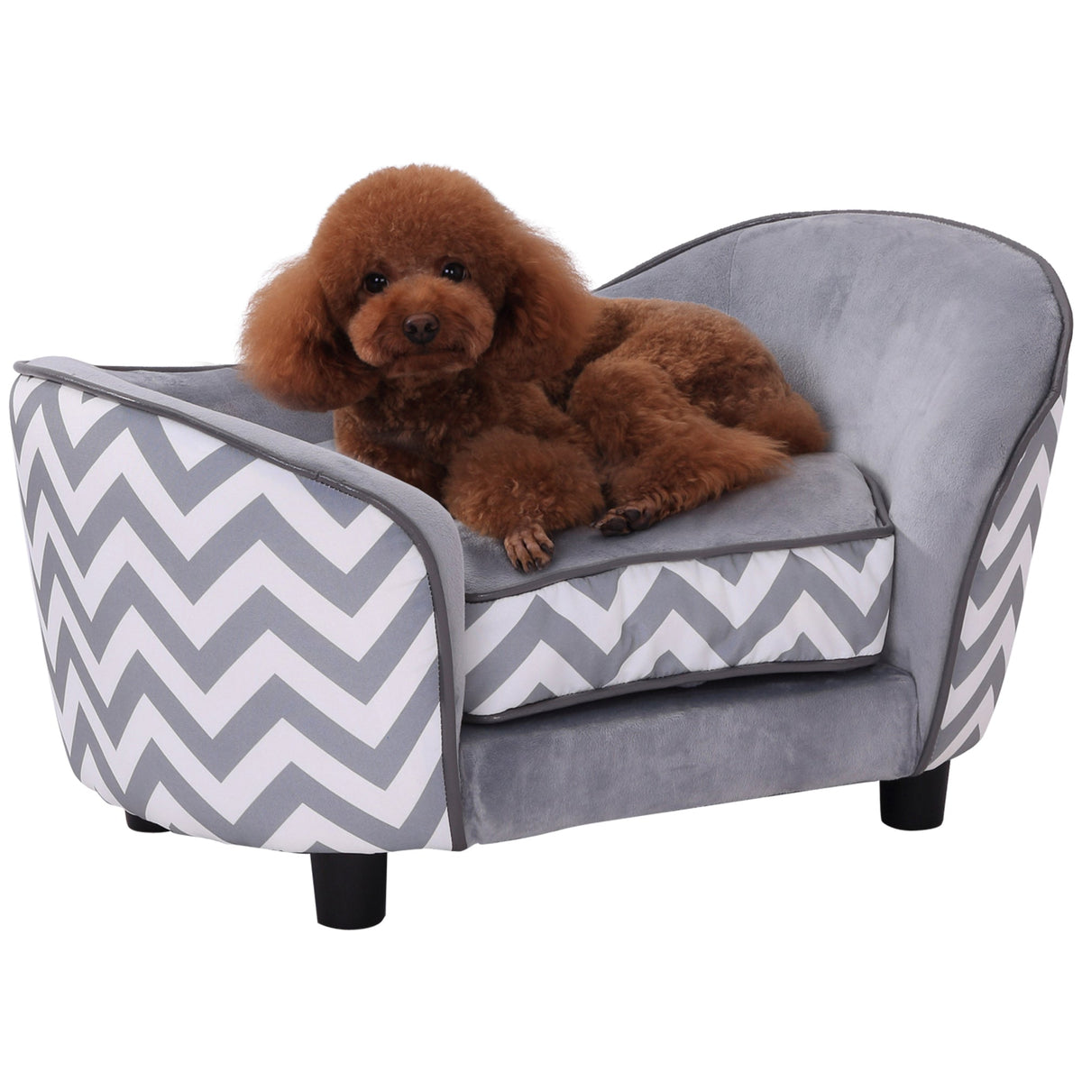 Canapé rembourré gris & blanc – Chien & chat – photo produit 2