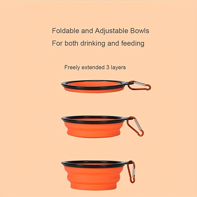 Bol pliable pour animaux, pratique pour les voyages, gain de place, facile à transporter grâce à son mousqueton, diverses couleurs
