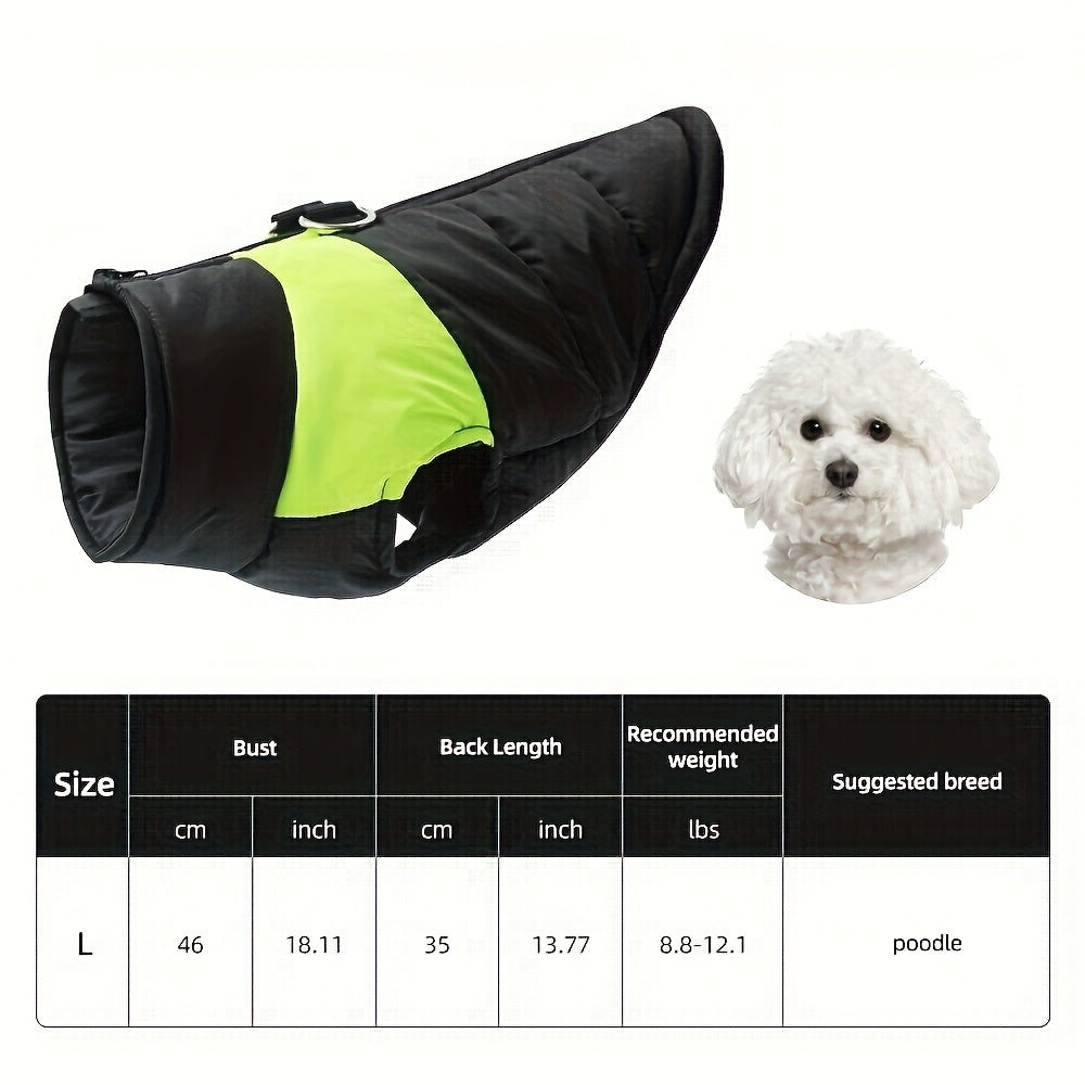 Veste imperméable d'hiver pour chien avec fermeture éclair et boucle pour laisse - Manteau chaud et coupe-vent pour animaux de compagnie de petite à grande taille - Idéal pour les activités de plein air par temps froid