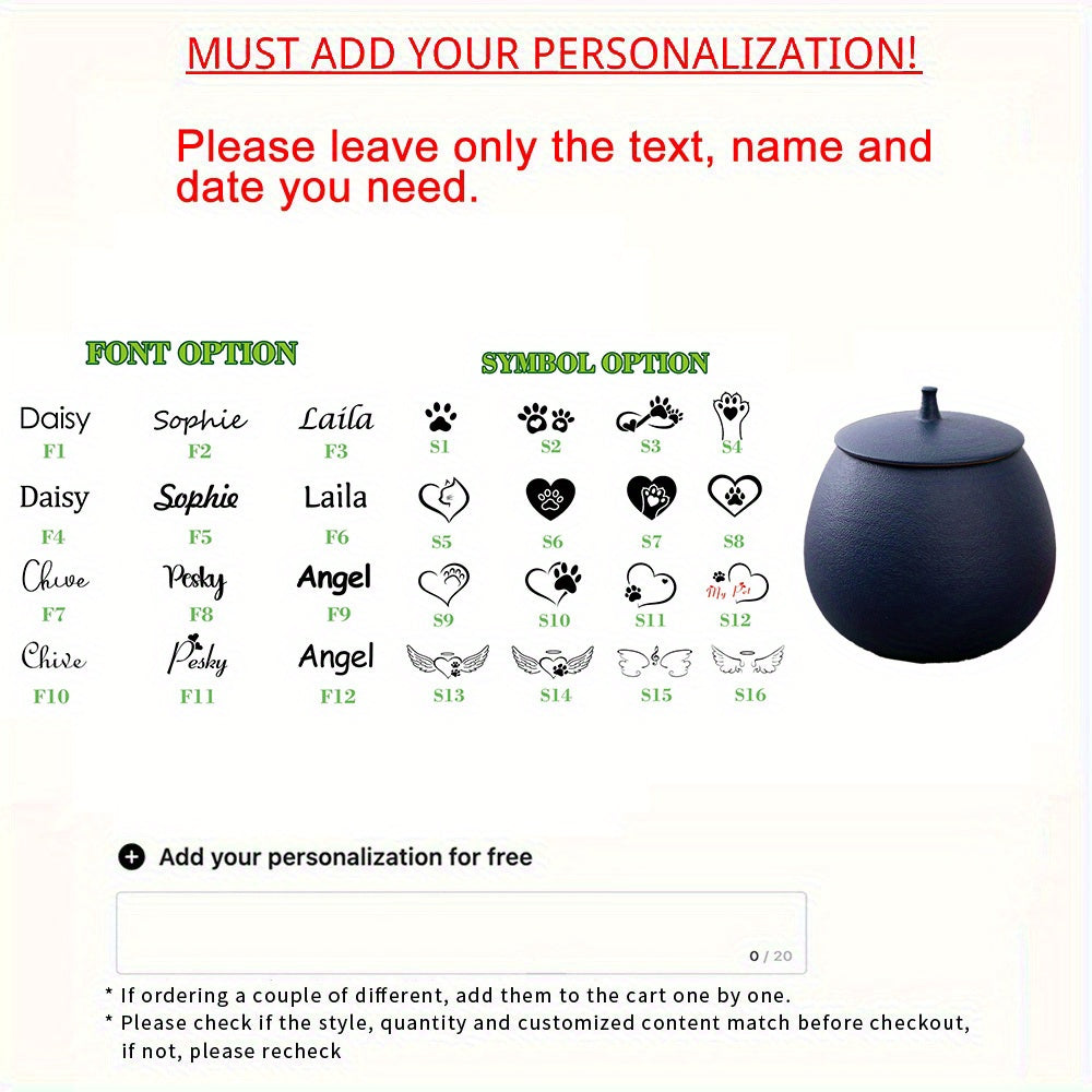 Urne céramique personnalisable – Nom, date & symbole – photo produit 12