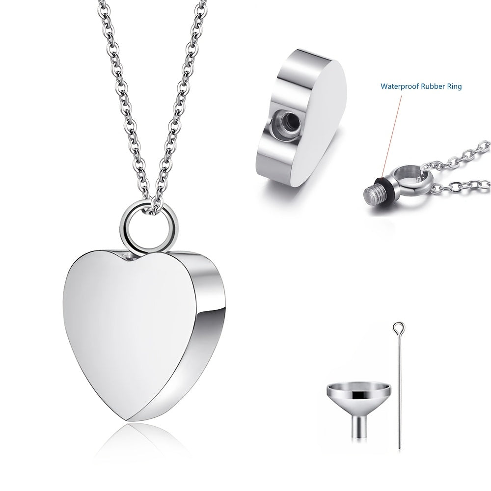 Collier urne cœur en acier inoxydable – vue principale