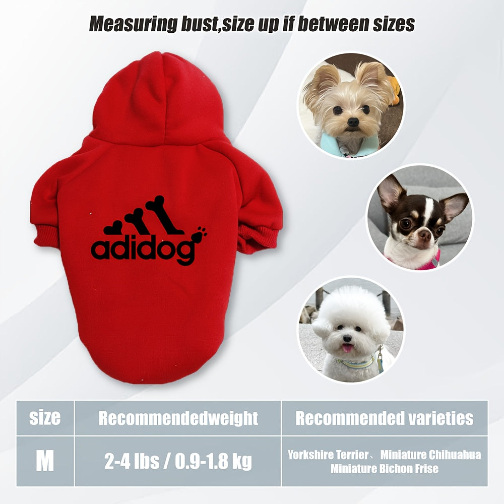 Sweat à capuche doux et chaud pour chien S-2XL avec motif empreintes de pattes et os,