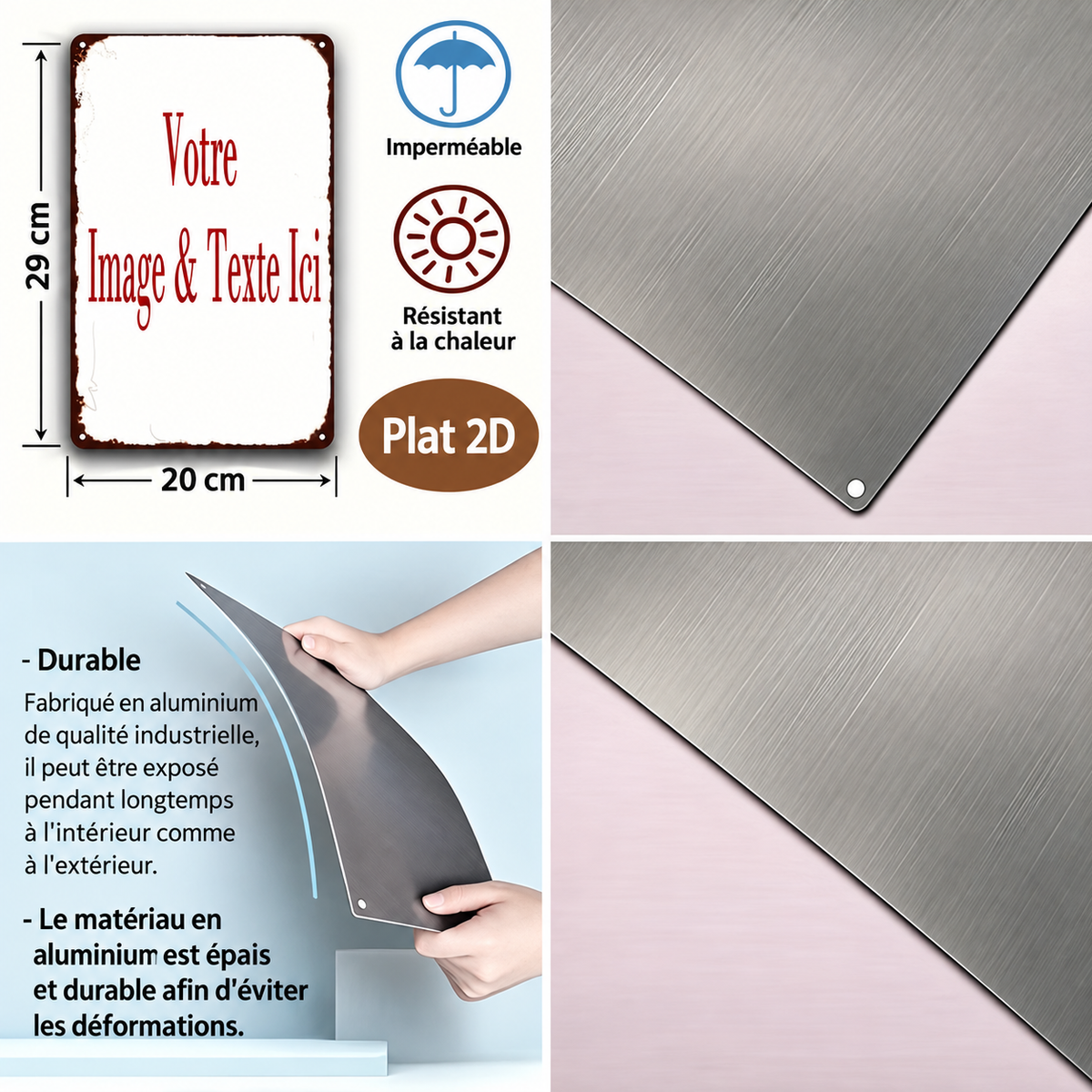 Plaque métal personnalisable photo et texte