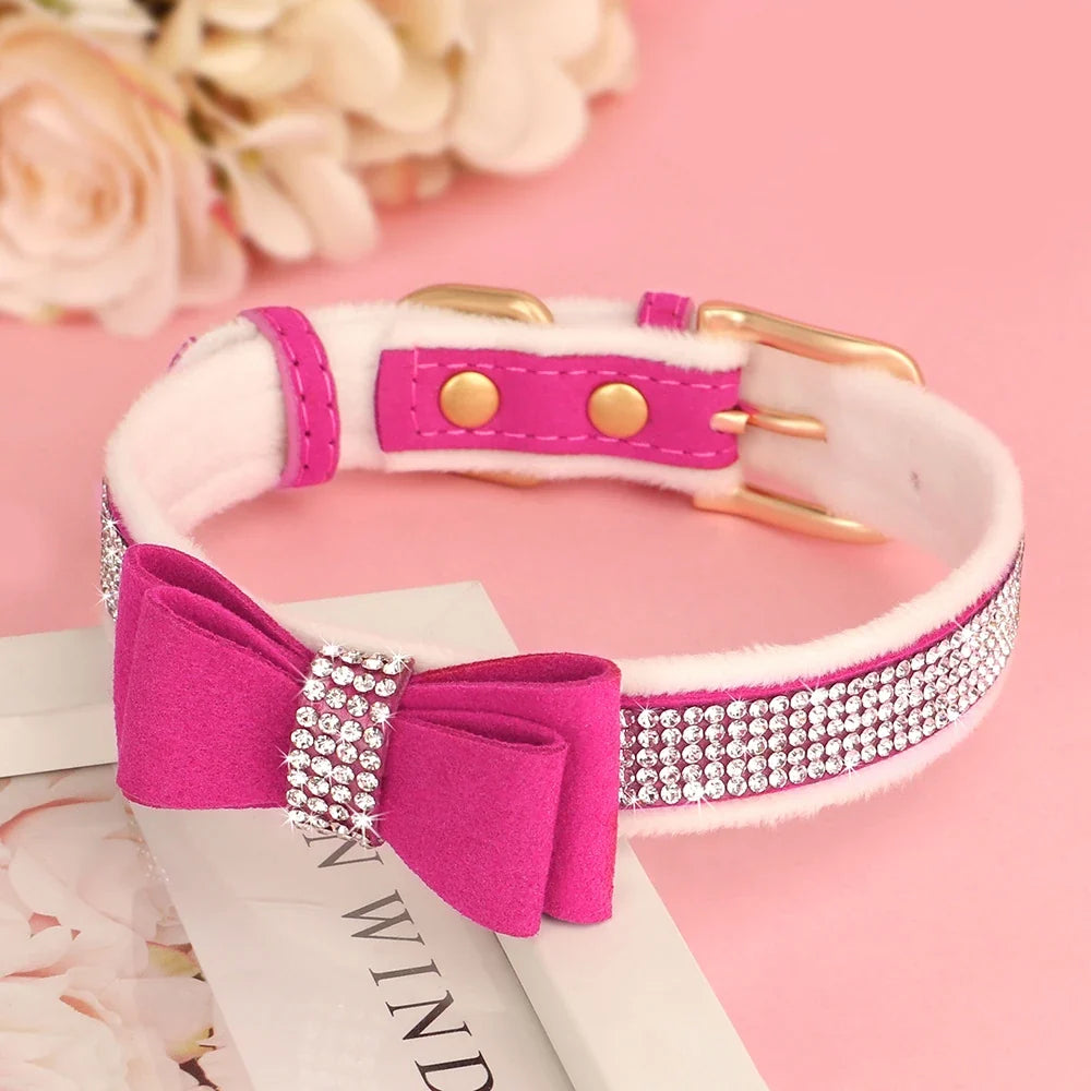 Collier velours avec nœud papillon & strass – photo produit 7
