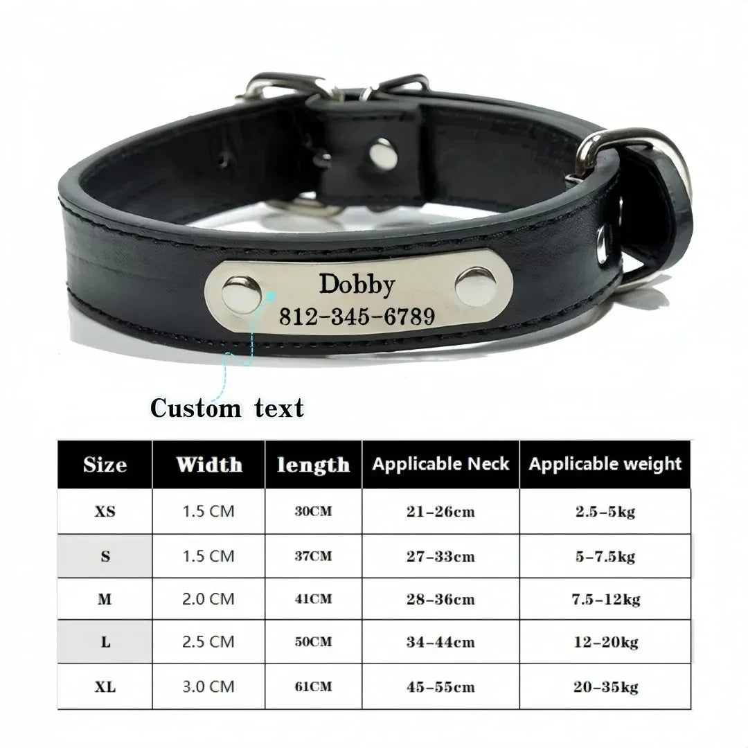 Collier en cuir PU – Plaque d’identification – photo produit 8
