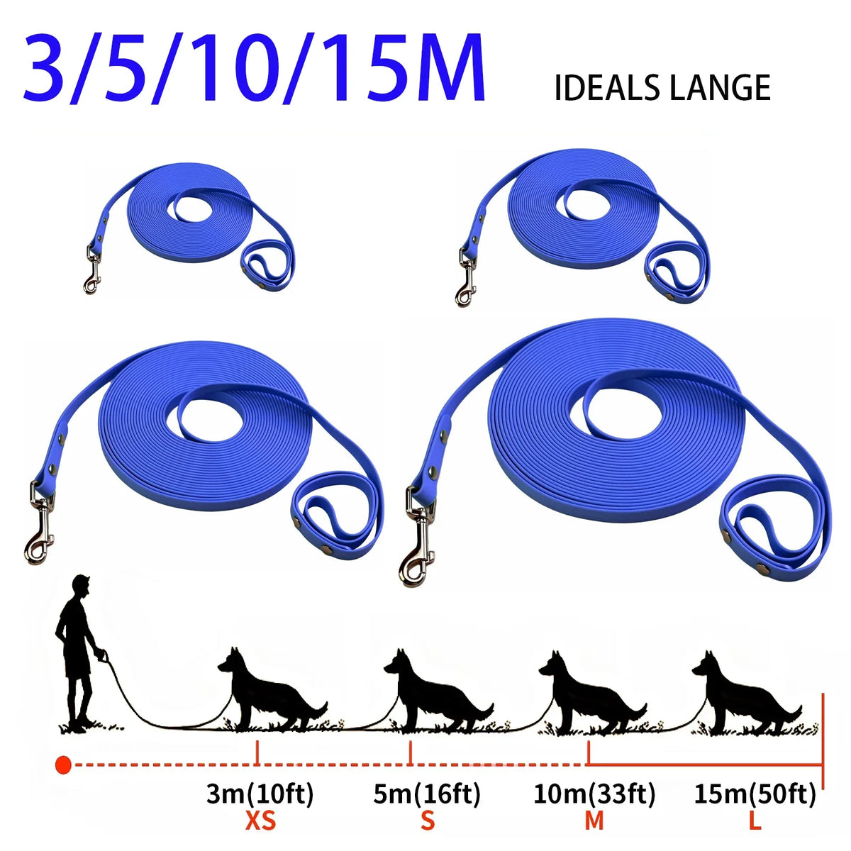 Laisse imperméable PVC pour chien – 3 à 15 m – photo produit 4