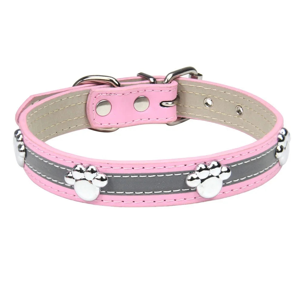 Collier réfléchissant en cuir – Rivets patte – photo produit 8