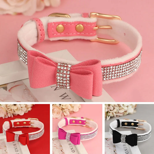 Collier velours avec nœud papillon & strass – vue principale