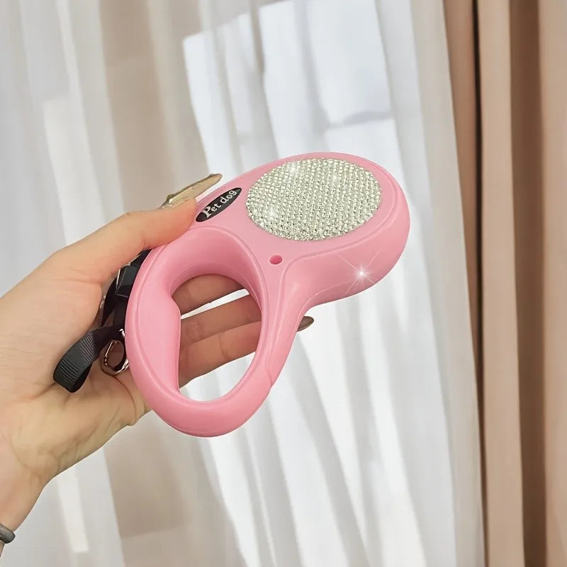 Laisse rétractable 3 m avec strass – Rose – photo produit 3
