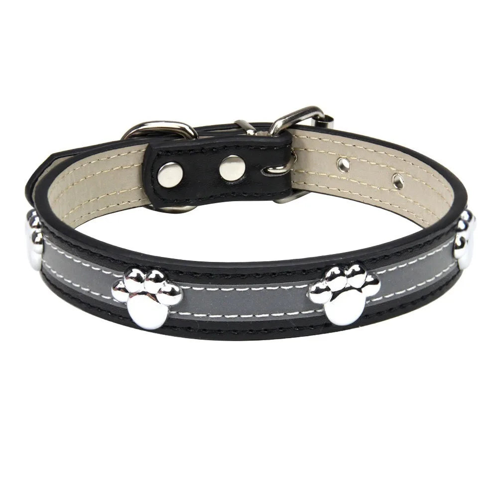 Collier réfléchissant en cuir – Rivets patte – photo produit 7