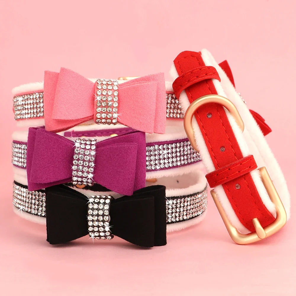 Collier velours avec nœud papillon & strass – photo produit 2