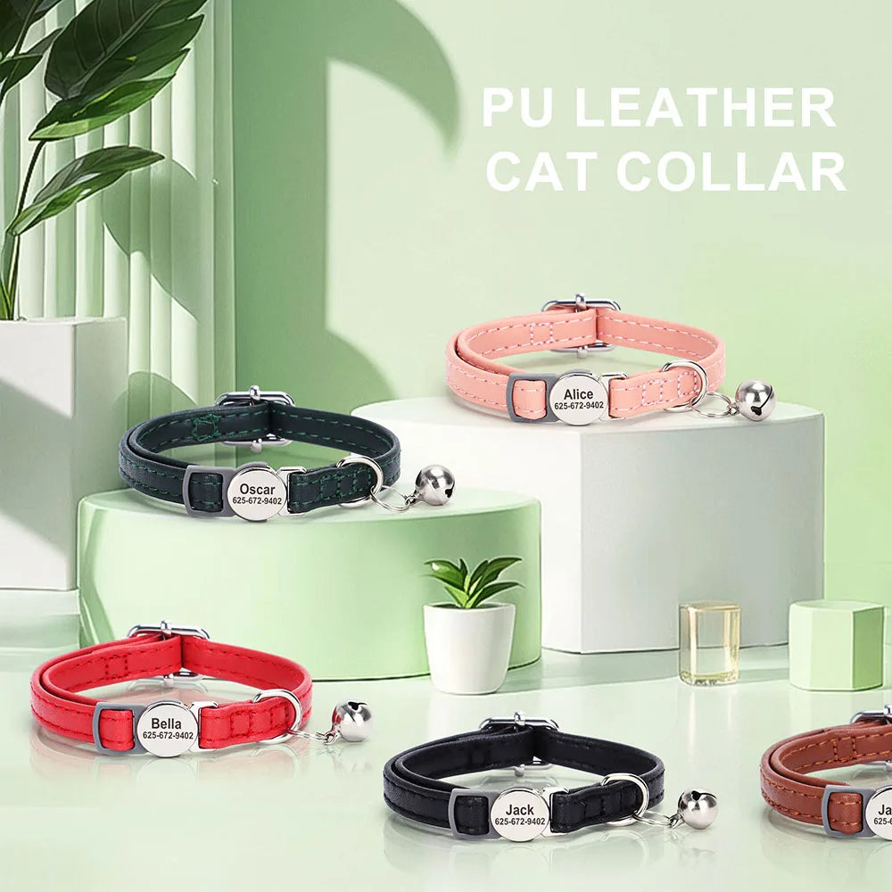 Collier cuir PU personnalisable avec clochette – photo produit 4