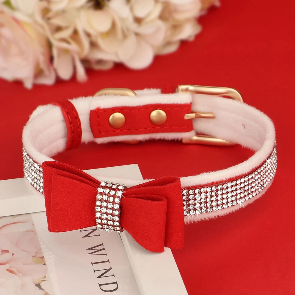 Collier velours avec nœud papillon & strass – photo produit 6