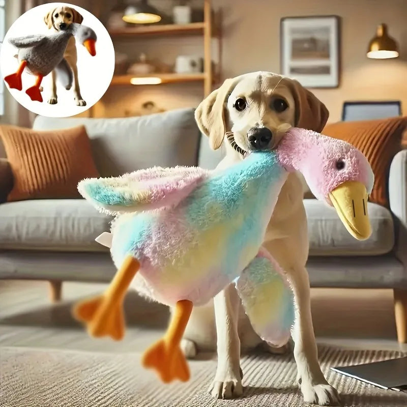 Peluche colorée en forme de canard de 50 cm pour chats et chiens, compagnon relaxant pour animaux de compagnie, compagnon pour chiens soulageant l'anxiété, cadeau pour animaux de compagnie permettant de libérer leur énergie