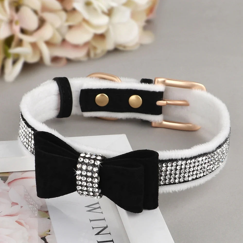 Collier velours avec nœud papillon & strass – photo produit 8
