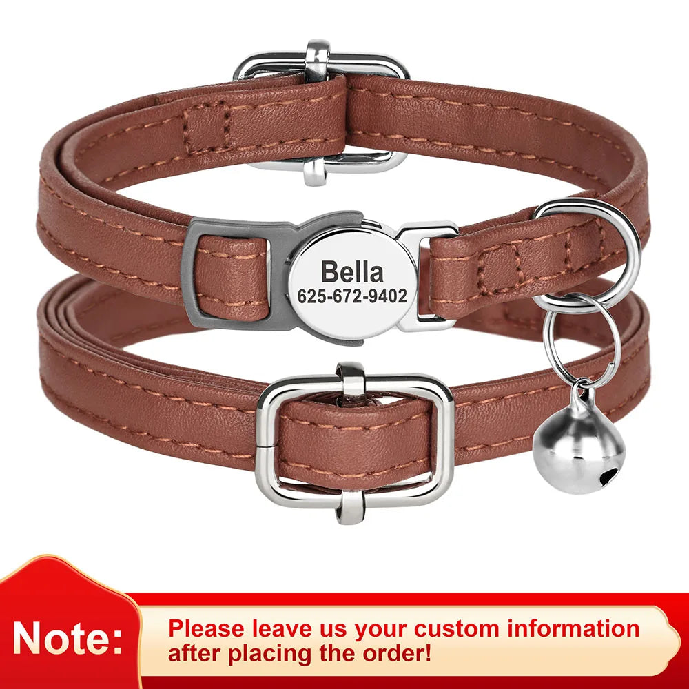 Collier cuir PU personnalisable avec clochette – photo produit 7