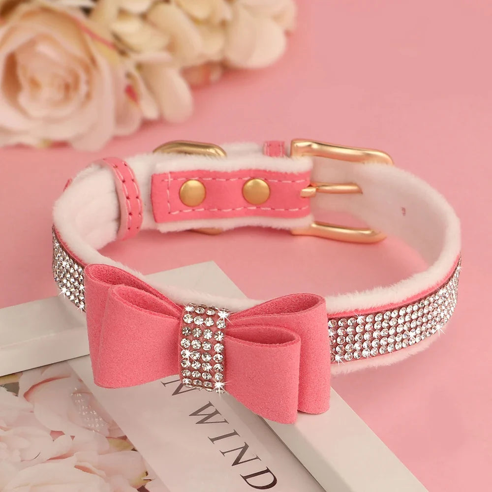 Collier velours avec nœud papillon & strass – photo produit 5