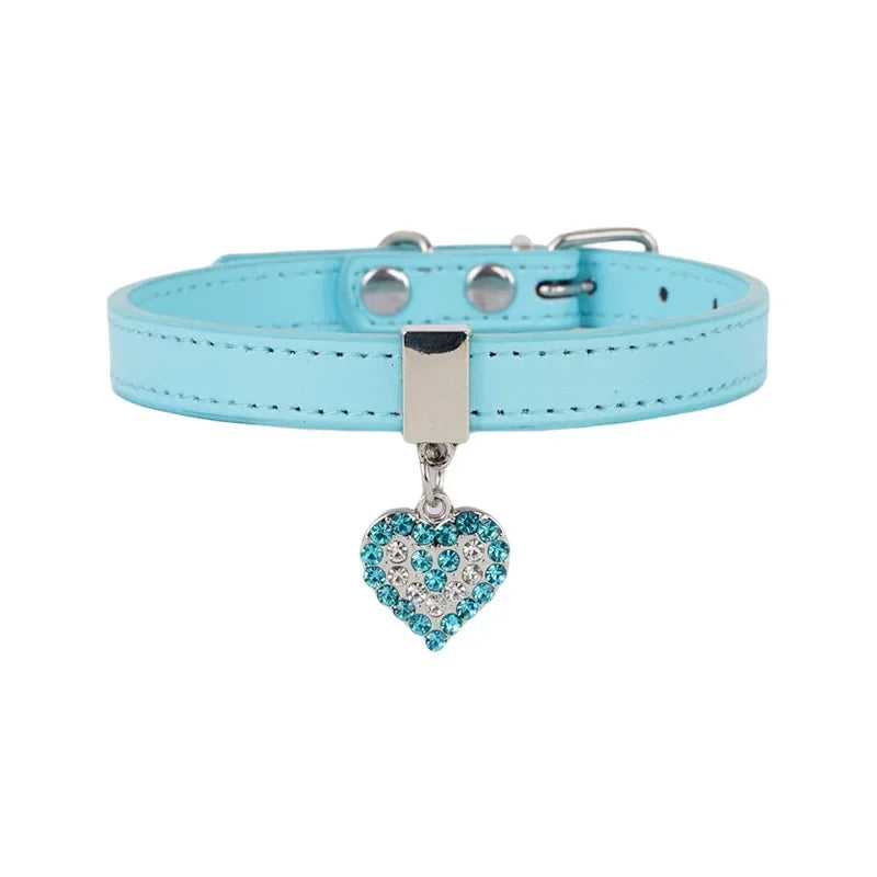 Collier en cuir avec cœur & strass – photo produit 5
