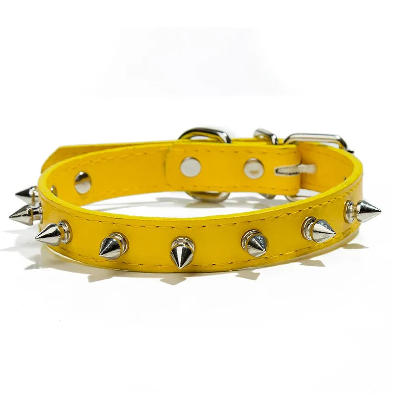 Collier en cuir clouté à pointes – Chien & chat – photo produit 4