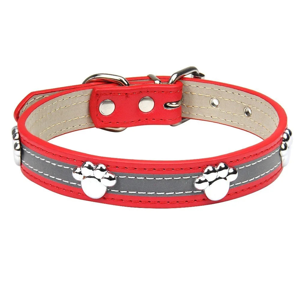 Collier réfléchissant en cuir – Rivets patte – photo produit 9
