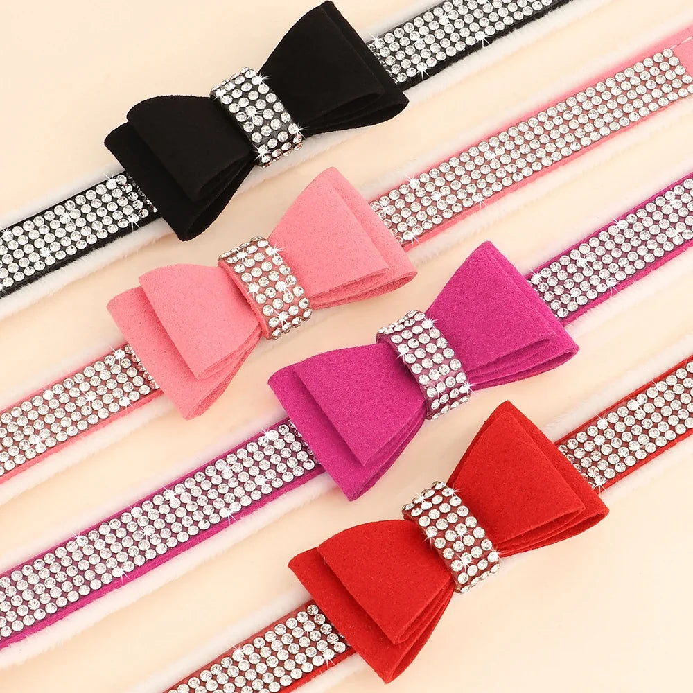 Collier velours avec nœud papillon & strass – photo produit 3