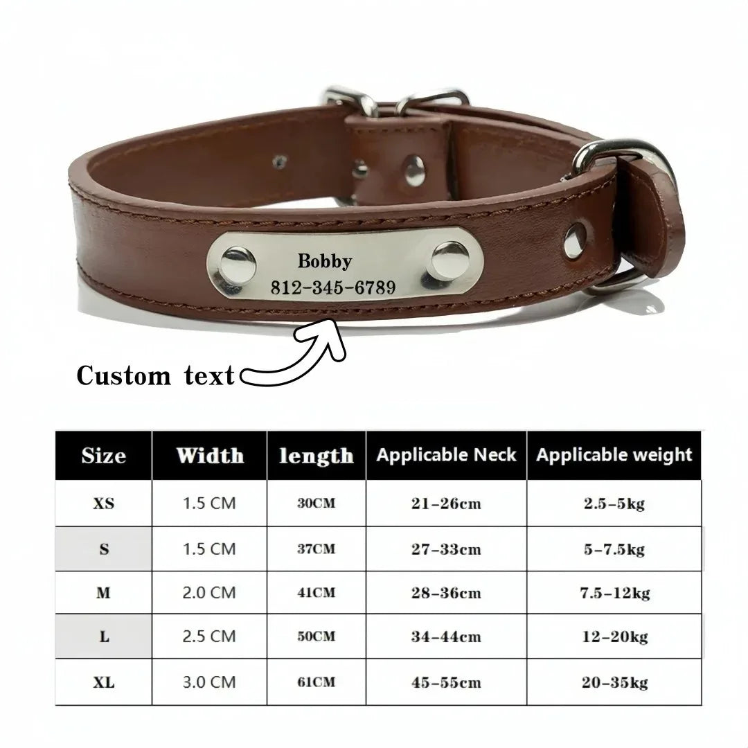 Collier en cuir PU – Plaque d’identification – photo produit 11