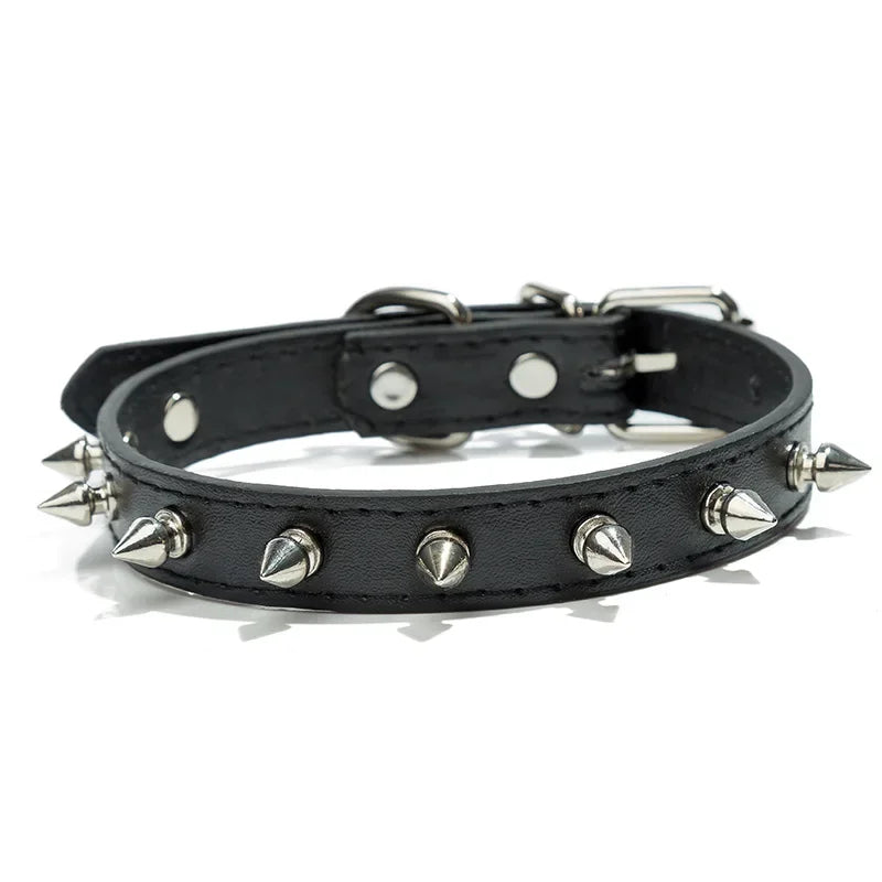 Collier en cuir clouté à pointes – Chien & chat – photo produit 7