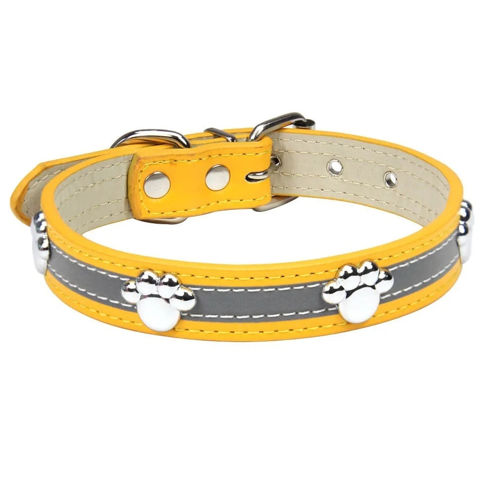 Collier réfléchissant en cuir – Rivets patte – photo produit 10