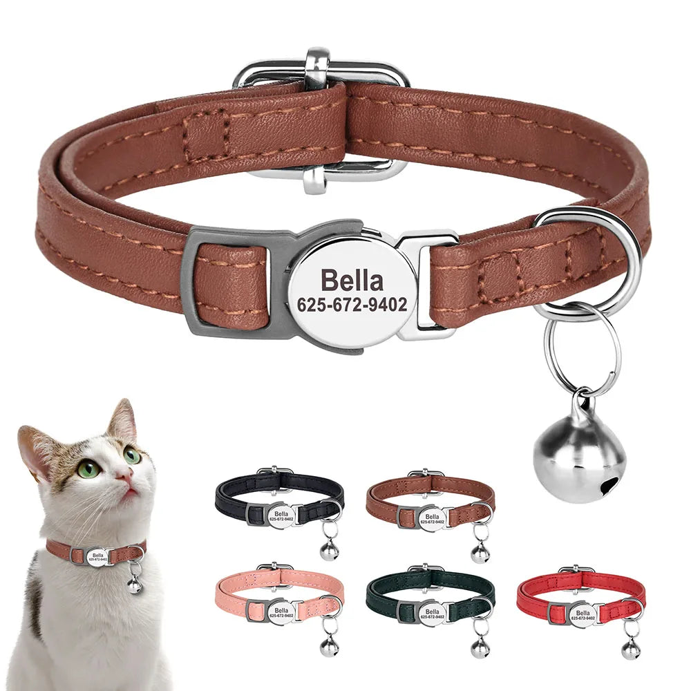 Collier cuir PU personnalisable avec clochette – vue principale